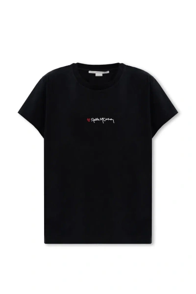 Stella Mccartney Logo Embroidered Crewneck T In Black