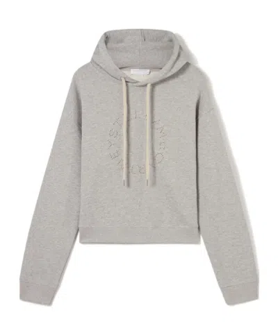 Stella Mccartney Logo-embroidered Cropped Hoodie In White