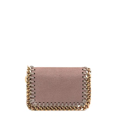 Stella Mccartney Logo Engraved Chain Detailed Wallet In Neutral