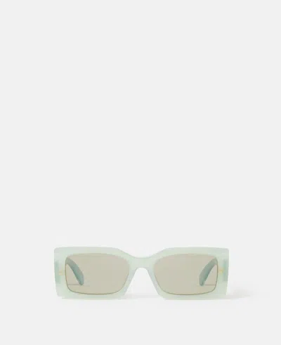 Stella Mccartney Logo-engraved Rectangular Sunglasses In Green