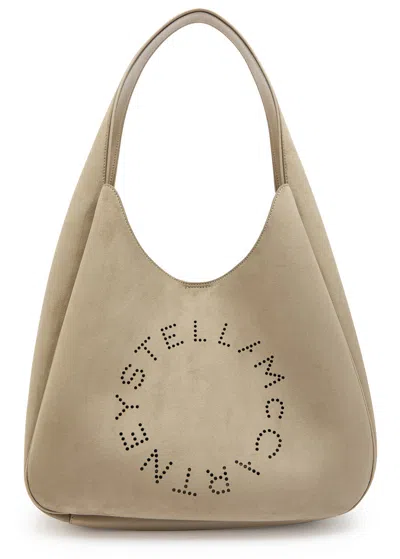 Stella Mccartney Logo Faux Suede Shoulder Bag