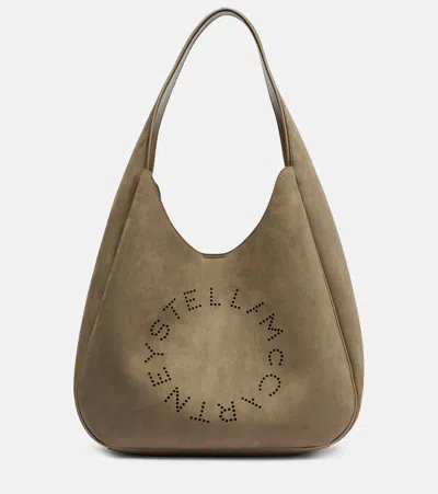 Stella Mccartney Schultertasche Aus Velourslederimitat In Green