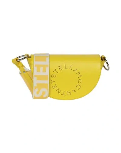 Stella Mccartney Logo Flap Shoulder Bag Woman Cross-body Bag Yellow Size - Polyurethane, Polyester