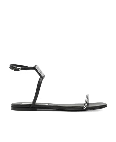 Stella Mccartney Logo Flat Sandals In Black