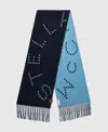 Stella Mccartney Logo Fringe Scarf In Blue