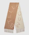 Stella Mccartney Logo Fringe Scarf In Brown