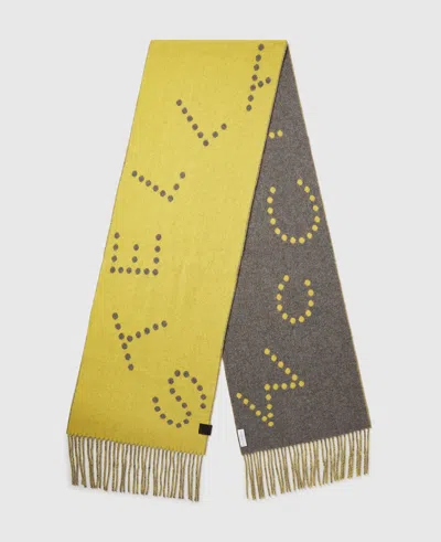 Stella Mccartney Logo Fringe Scarf In Yellow