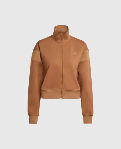 Stella Mccartney Logo Funnel-neck Full-zip Sweatshirt In Brown