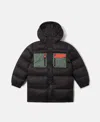 Stella Mccartney Logo Graphic Hooded Puffer Coat In Black