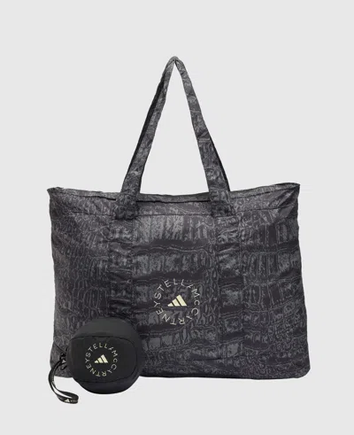 Stella Mccartney Logo Graphic Print Packable Tote In Black