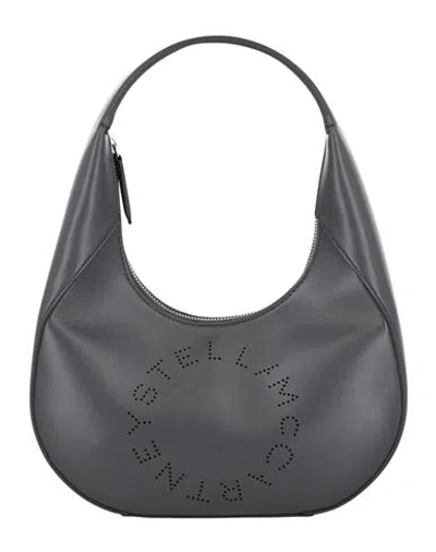 Stella Mccartney Logo Hobo Shoulder Bag Woman Shoulder Bag Grey Size - Polyurethane, Polyester
