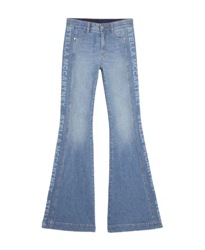 Stella Mccartney Logo Horn Denim Trousers In Blue