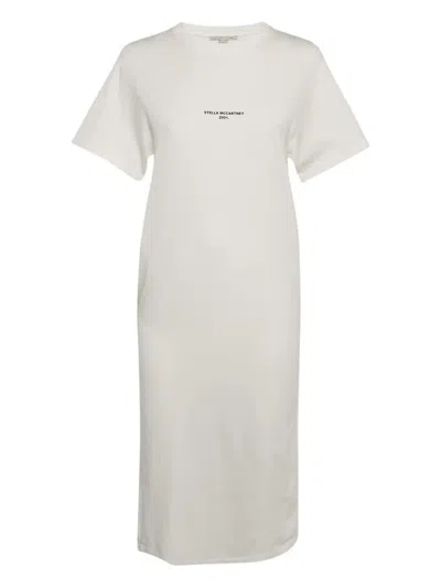 Pre-owned Stella Mccartney Logo Knit Dress In White