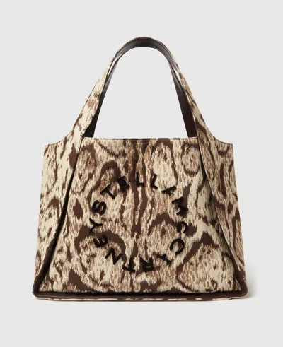 Stella Mccartney Logo Large Cloud Leopard Tote Bag In Brown
