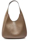 Stella Mccartney Logo Large Faux Leather Shoulder Bag In Gray