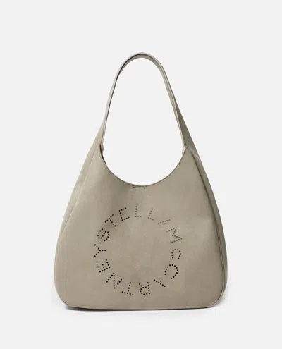 Stella Mccartney Logo Large Hobo Bag Alter Suede In Green