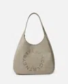 Stella Mccartney Logo Large Hobo Bag Alter Suede In Green