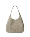 Stella Mccartney Logo Large Hobo Bag Alter Suede In Neutral
