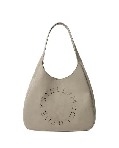 Stella Mccartney Logo Large Hobo Bag Alter Suede In Neutral