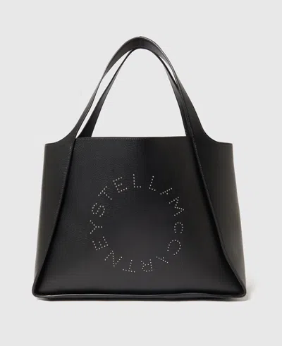 Stella Mccartney Logo Large Studded Tote Bag In Black