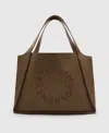 Stella Mccartney Logo Large Suede Tote Bag In Brown