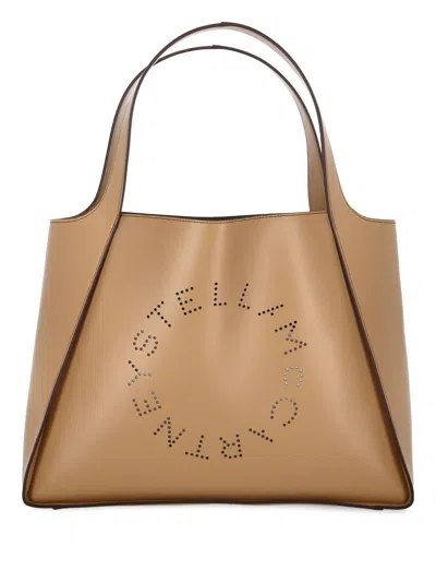 Stella Mccartney Logo Large Tote Bag In Fawn