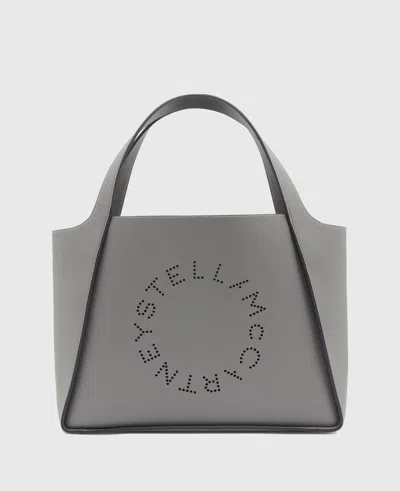 Stella Mccartney Logo Large Tote Bag In Smoke Gray