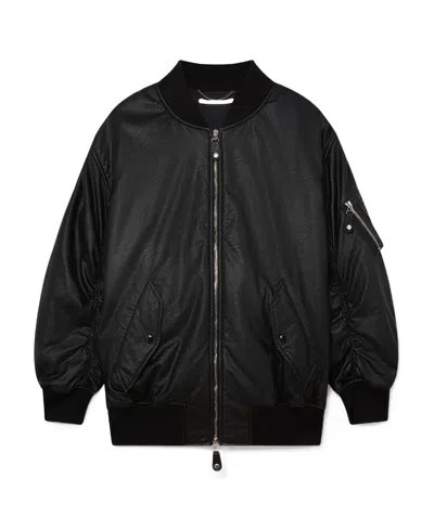 Stella Mccartney Logo Leather Jacket In Black