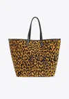 Stella Mccartney Logo-lettering Animal-print Tote Bag In Brown