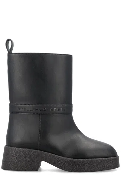 STELLA MCCARTNEY LOGO LETTERING PULL-ON ANKLE BOOTS