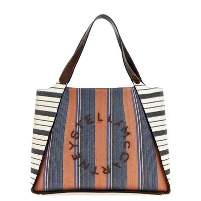 Stella Mccartney Logo Lettering Stripe Pattern Tote Bag