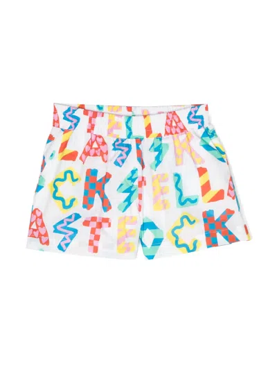 Stella Mccartney Kids' Logo-letters Print Elasticated-waistband Shorts In White