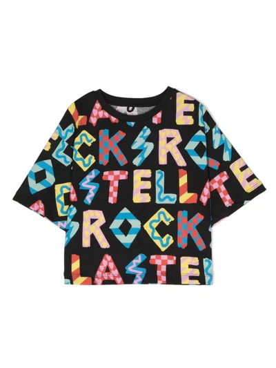 Stella Mccartney Kids' Logo-letters Print T-shirt In Black
