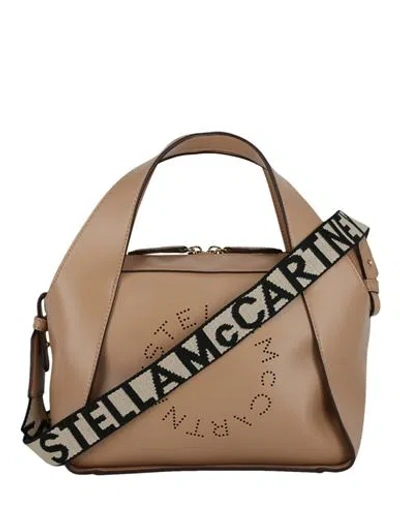 Stella Mccartney Logo Line Crossbody Bag Woman Handbag Beige Size - Polyurethane, Polyester