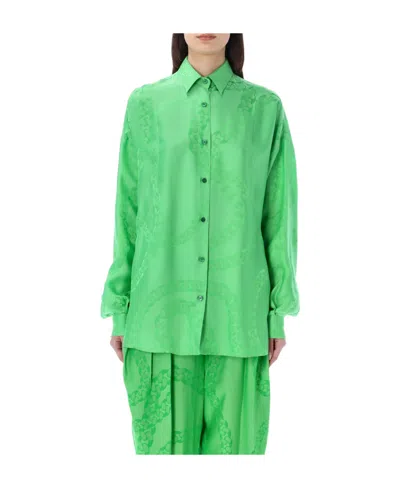 Stella Mccartney Buttoned Long-sleeved Shirt In Green