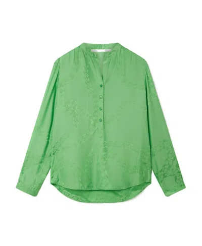 Stella Mccartney Logo Long-sleeved Blouse In Green