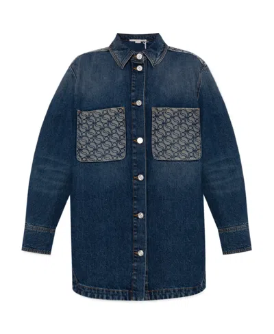 Stella Mccartney Logo Long-sleeved Shirt In Blue