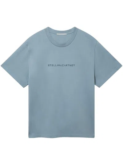 Stella Mccartney Logo Oversized Cotton T-shirt In Blue