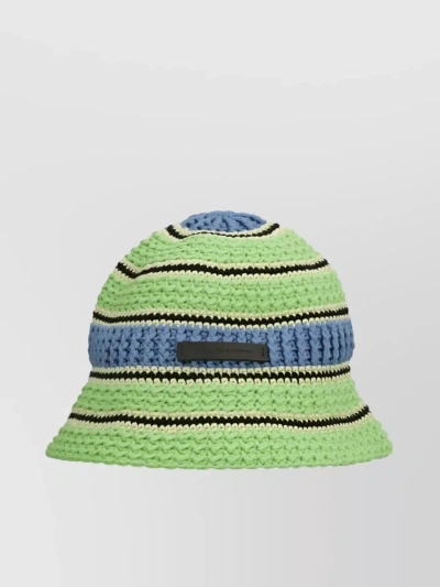Stella Mccartney Logo Patch Crochet Knit Bucket Hat In Pastel