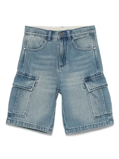 Stella Mccartney Kids' Logo-patch Denim Shorts In Blue