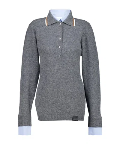 Stella Mccartney Logo Patch Polo Jumper In Gray