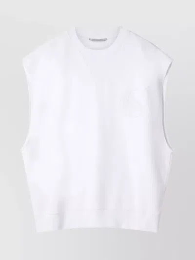 Stella Mccartney Logo Patch Sleeveless Sweatshirt In White