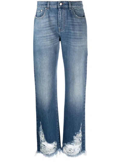 Stella Mccartney Logo-patch Straight-leg Jeans In Blue