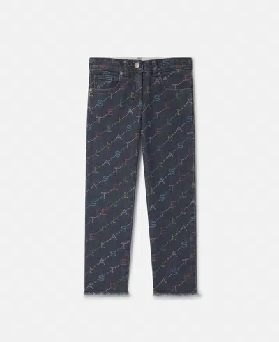 Stella Mccartney Logo Pattern Denim Jeans In Gray