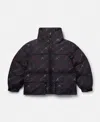 Stella Mccartney Logo Pattern Puffer Coat In Black
