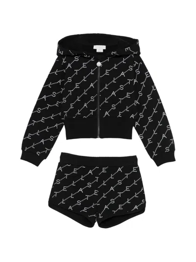 Stella Mccartney Kids' Logo-pattern Shorts Set In Black
