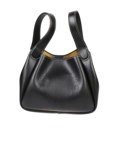 Stella Mccartney Logo Perforated Clutch Bag In Black