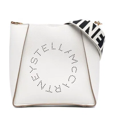 Stella Mccartney Logo Perforated Crossbody Bag In White