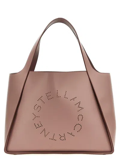 Stella Mccartney Logo Perforated Open Top Tote Bag In Powder