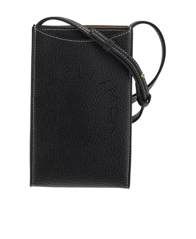 Stella Mccartney Logo Perforated Phone Pouch In Black